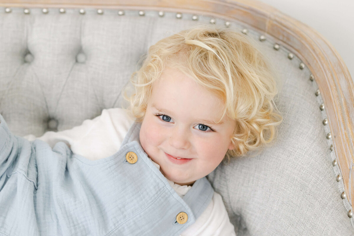 a toddler smiling