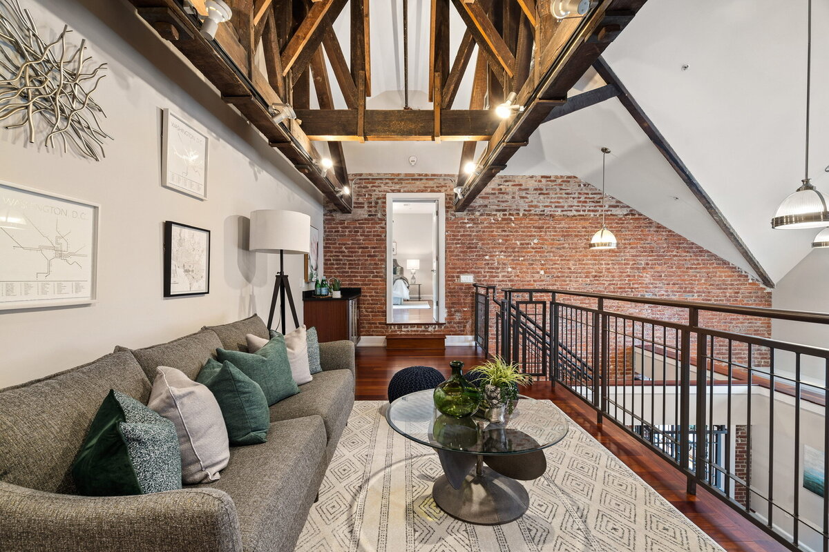 Brick wall living room