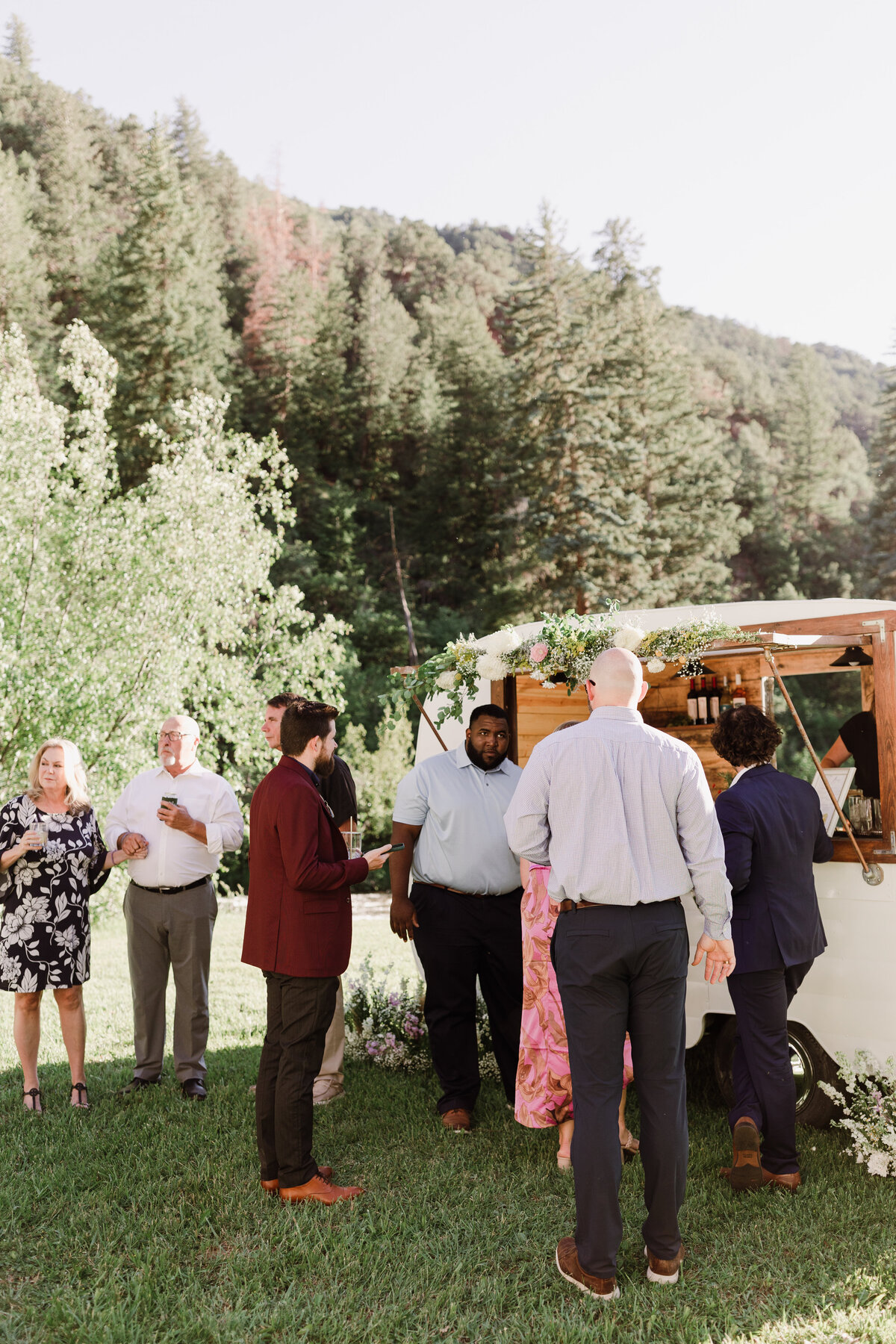 Guests mingling at Dallenbach Ranch Colorado Wedding reception