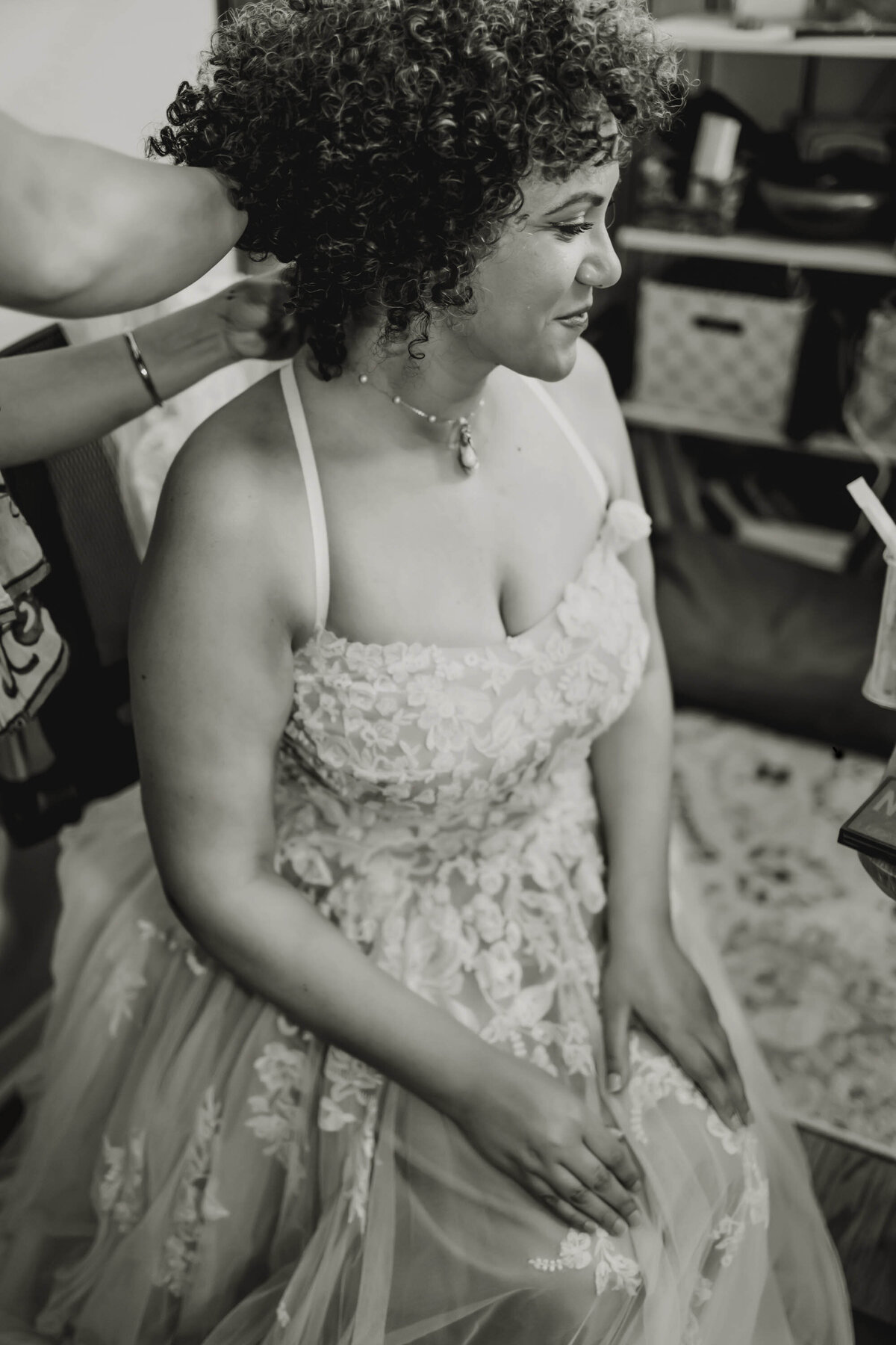 a black and white image of a dallas texas bride