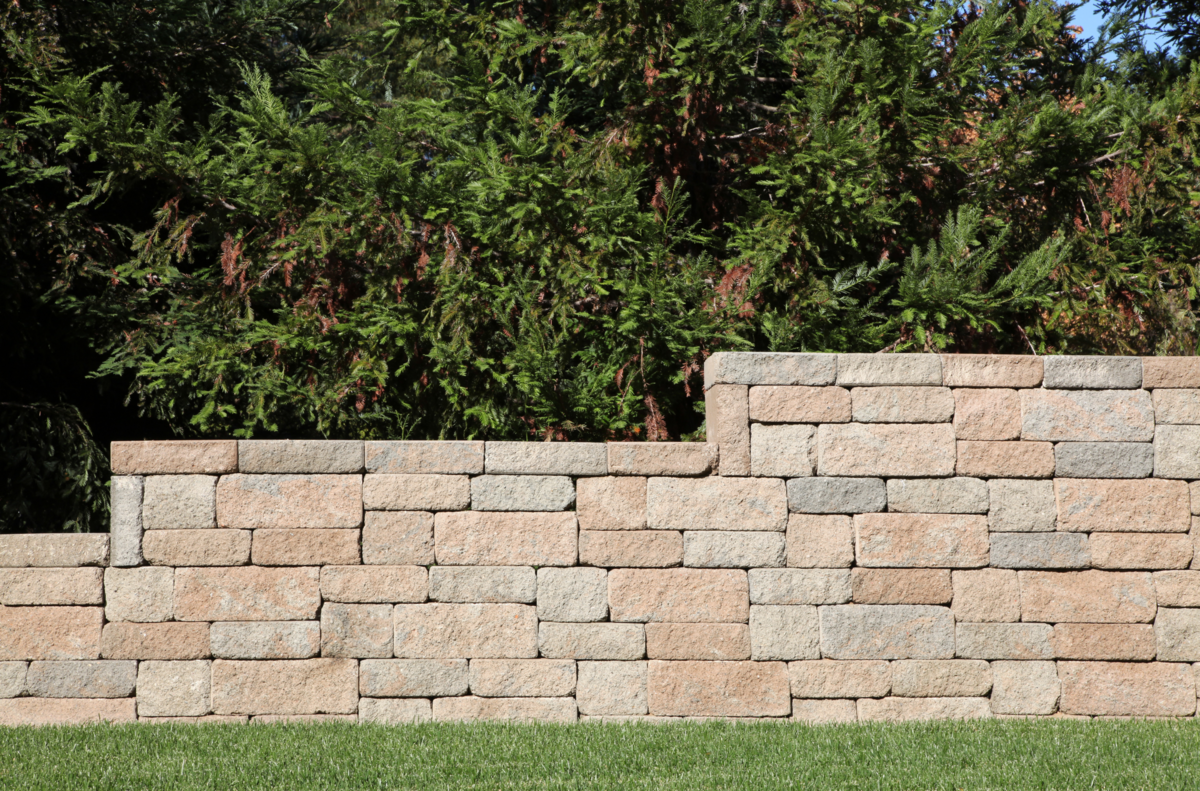 Modern multi level retaining wall made of natural stone