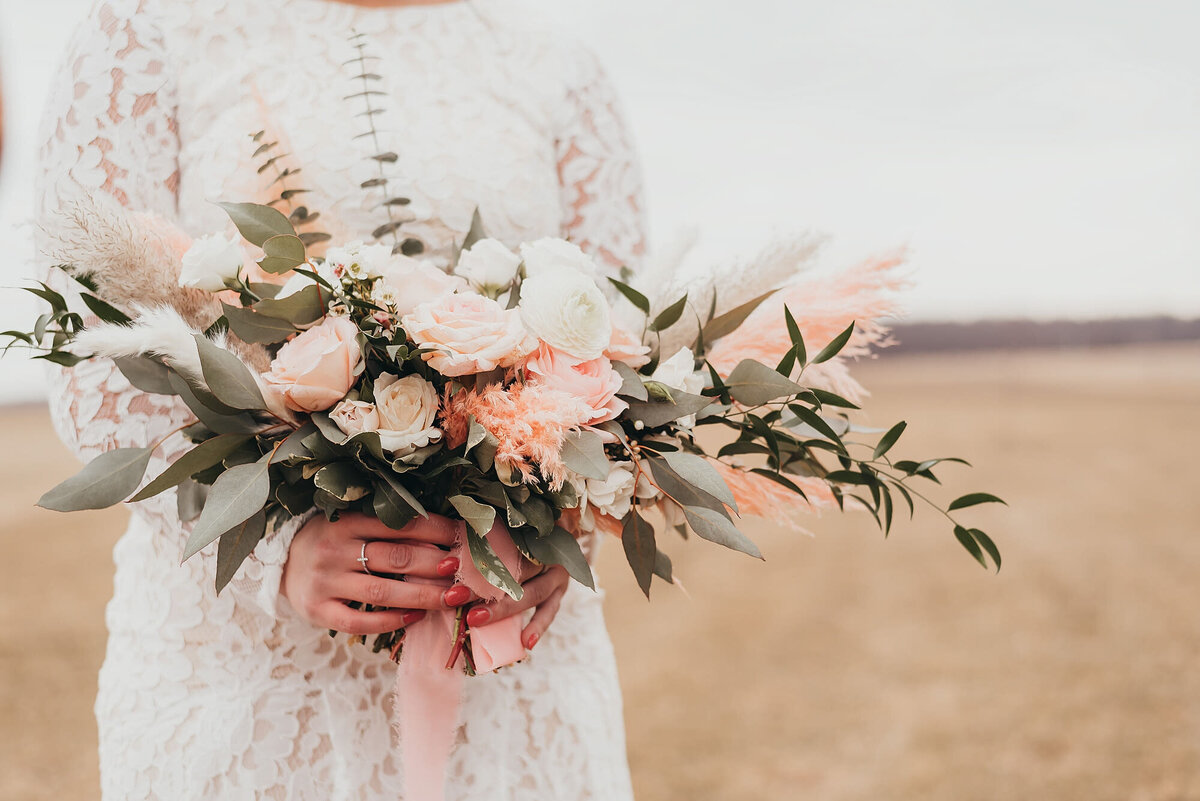 bridal bouquet in a field