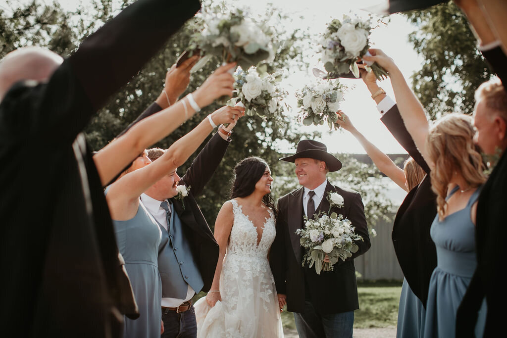 Bride and groom with their bridal party