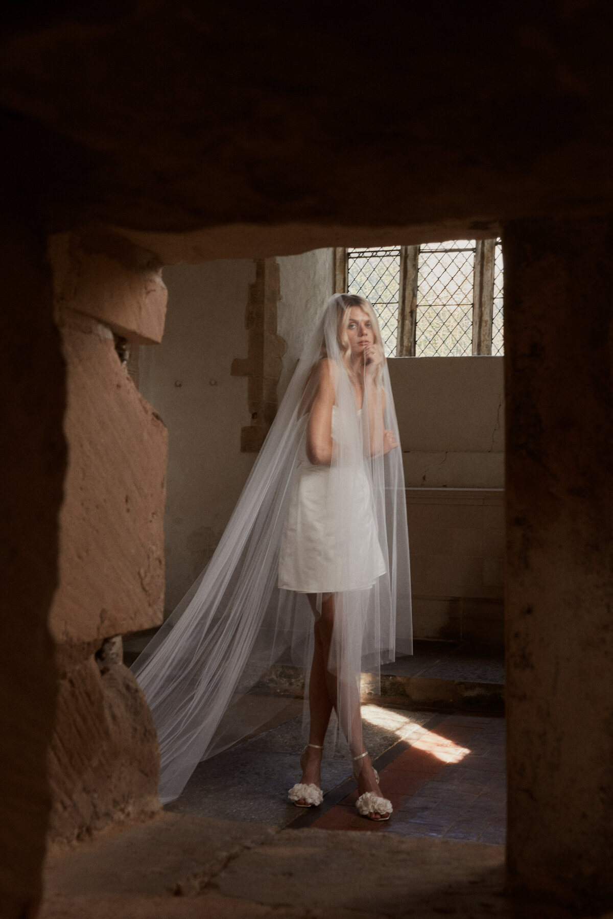 Sleeveless silk mini wedding dress, sexy corset style by Luna Bea