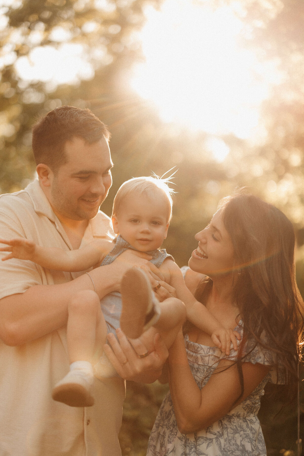 Family walking on path during golden hour in Nashville Tennessee