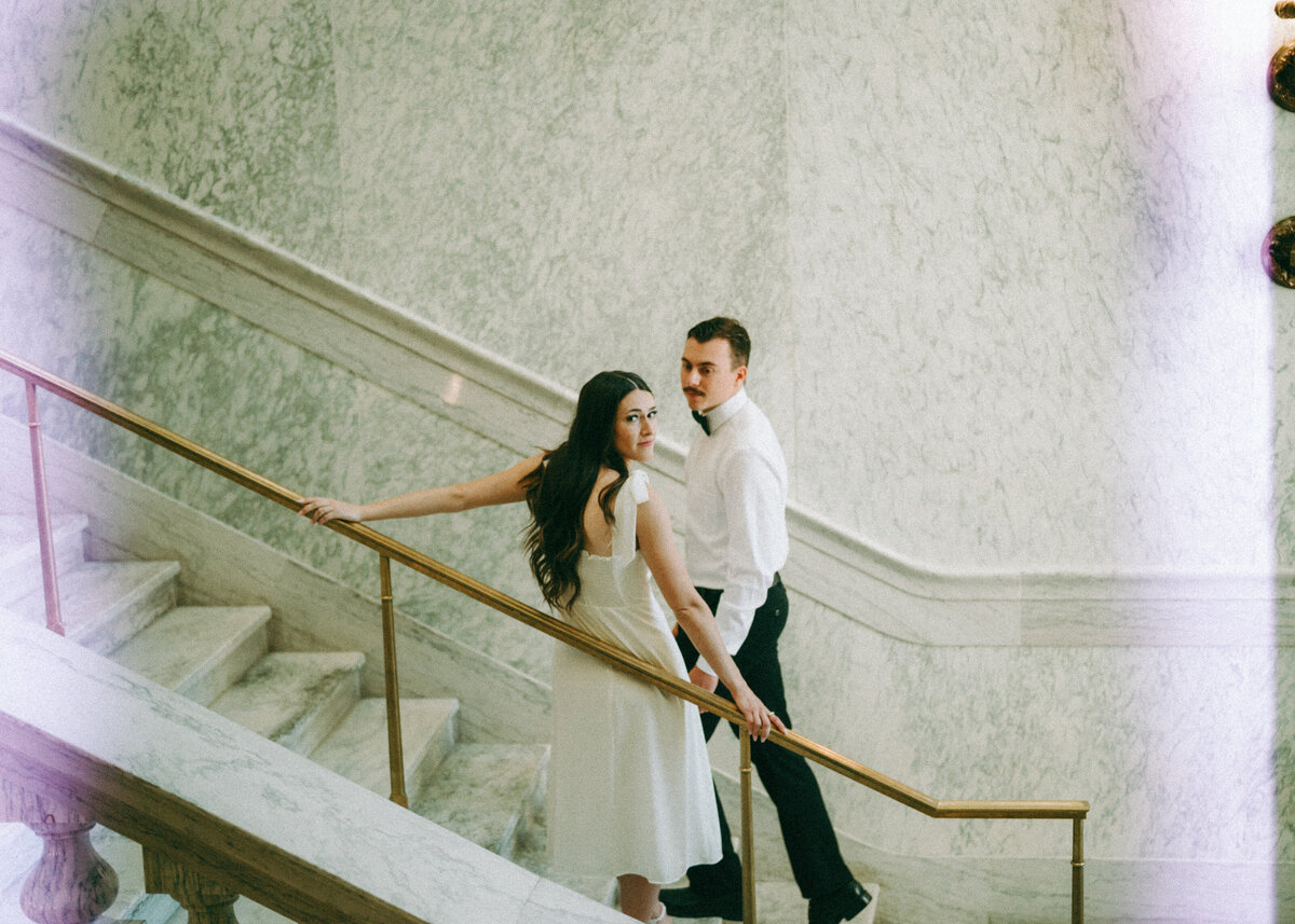 Couple during golden hour engagement shoot in Boise, Idaho wedding/elopement - photographed by The Storytellers