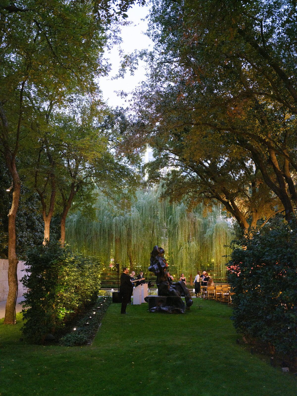 Intimate evening wedding ceremony at sunset in Dallas