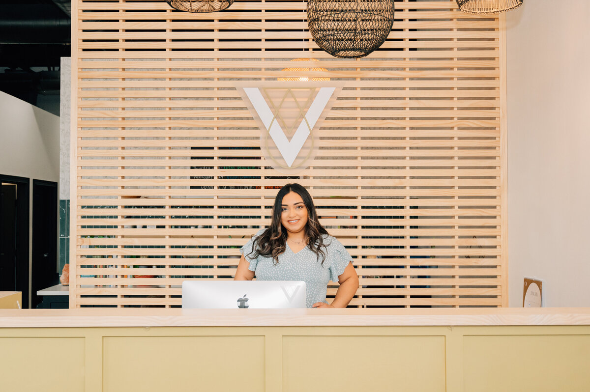 Reception desk photo for branding - Houston wellness photography