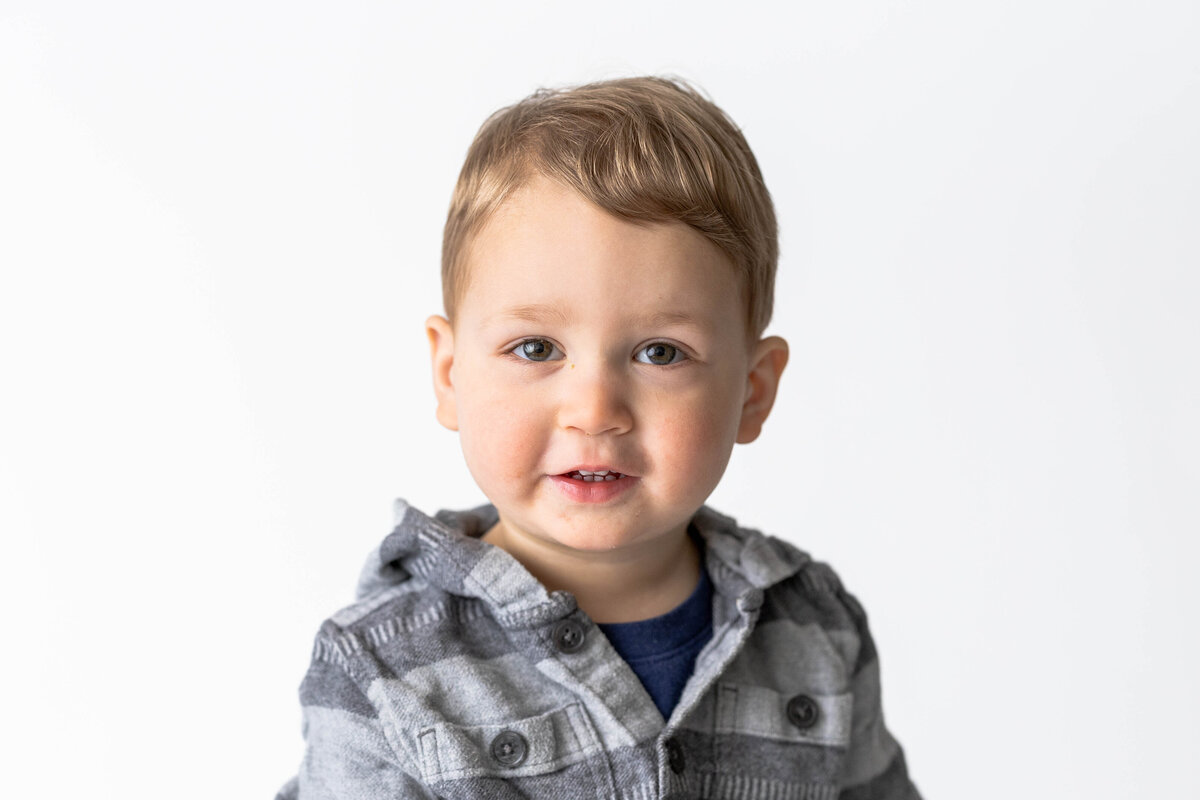 Toddler boy in preschool photo in Wellesley, MA