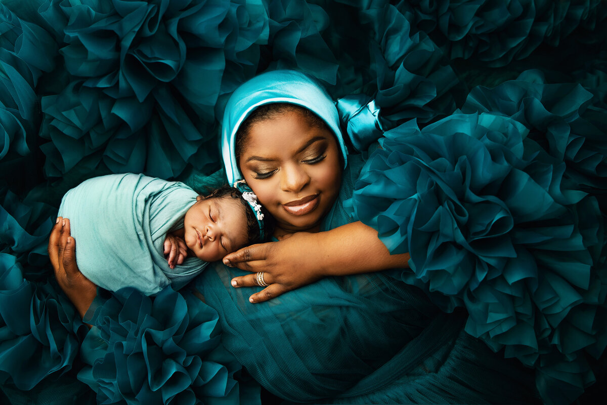 Muslim mom and newborn photo