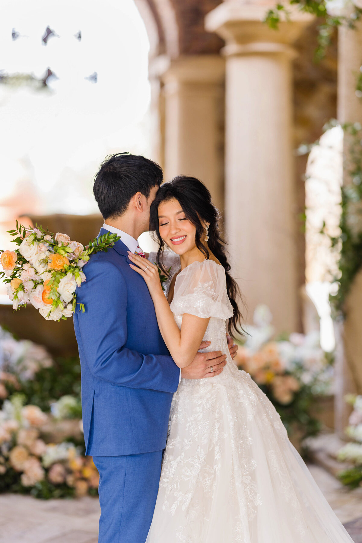 Gorgeous asian wedding couple
