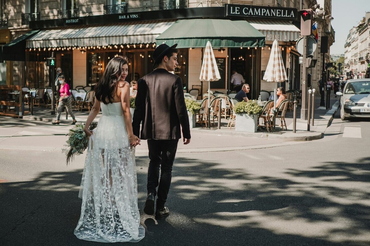 cute couple elopement in paris
