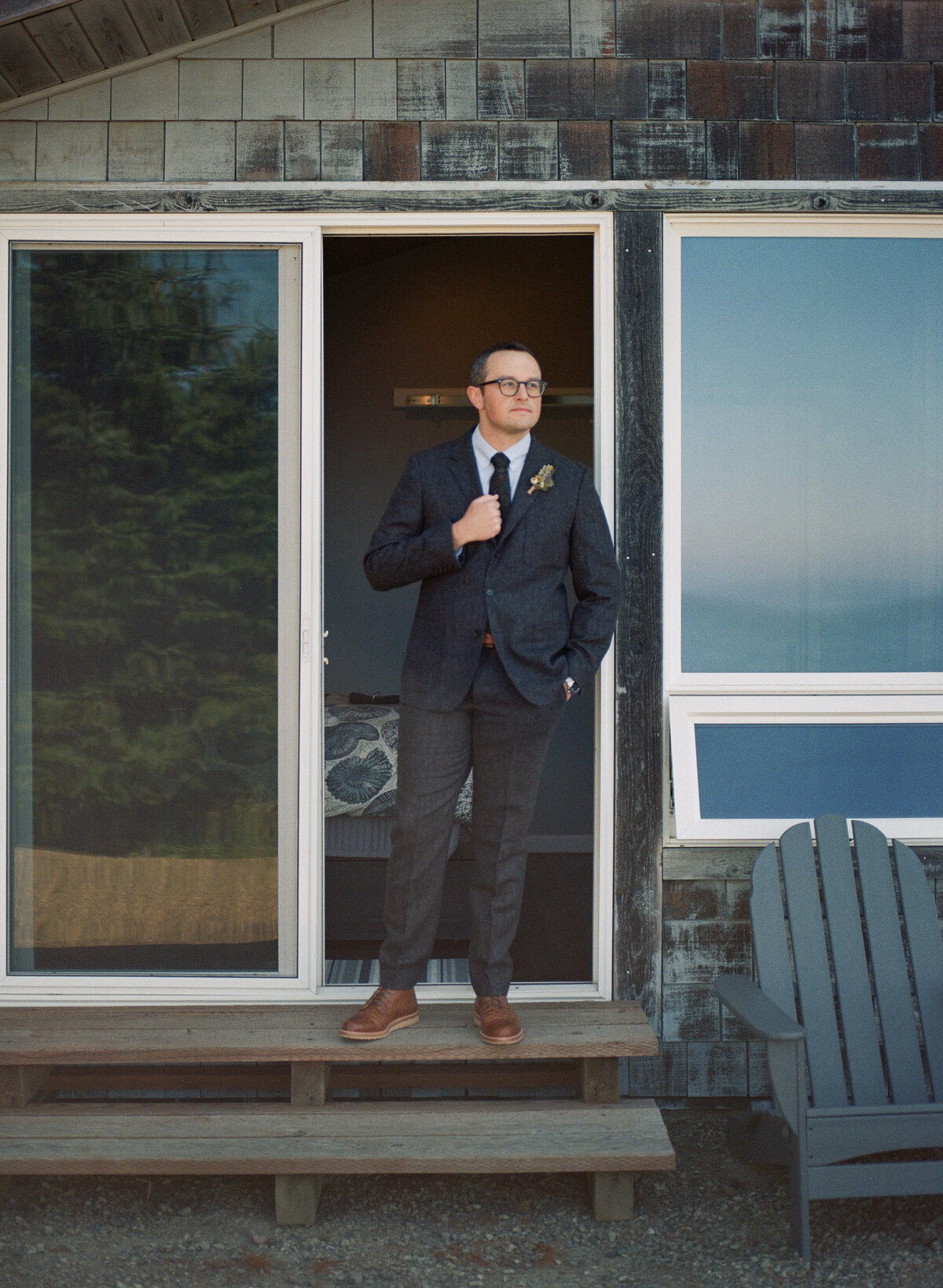Groom getting ready for his wedding in California