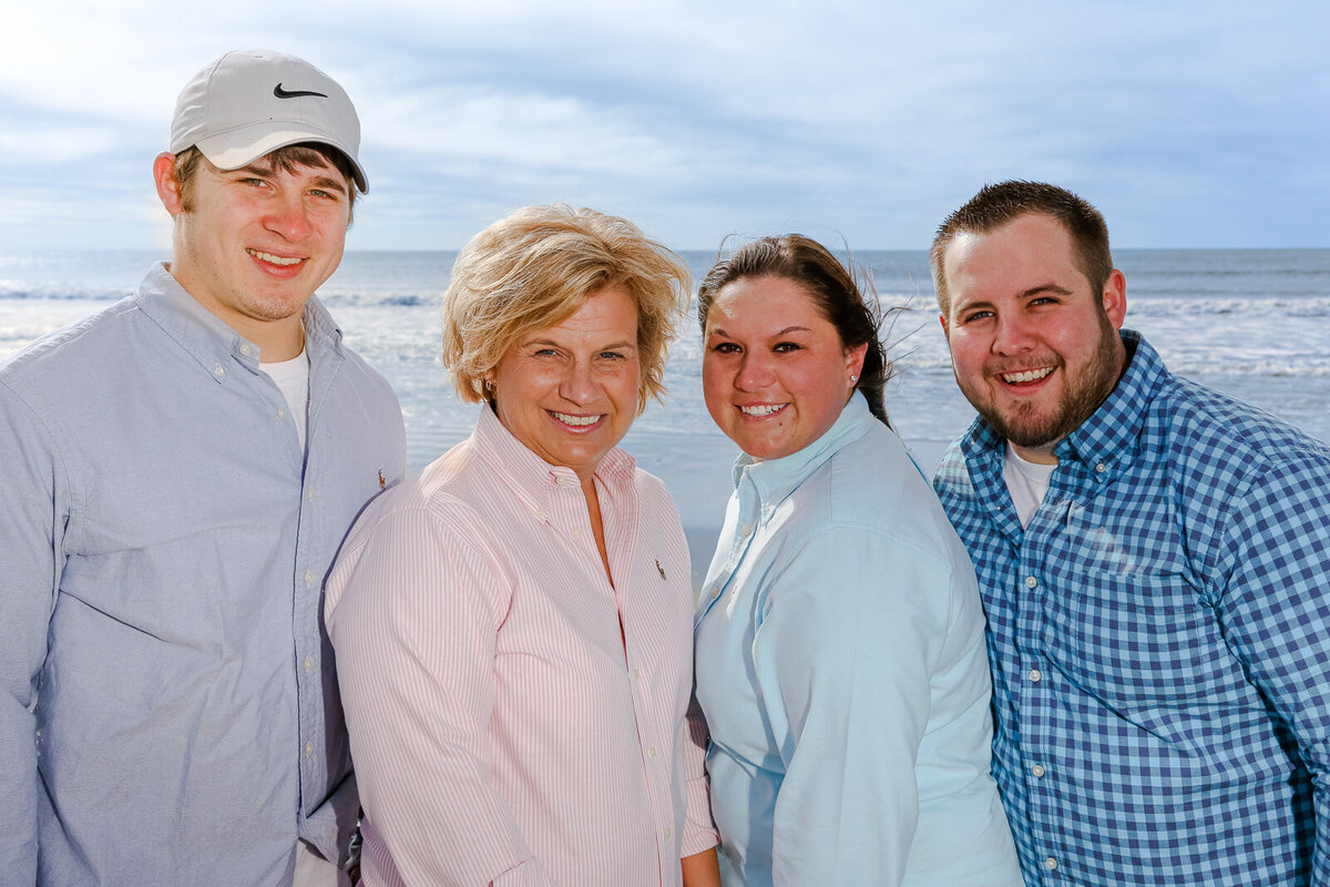 Family photo near Ocean Isle Beach with Ron Schroll Photography.