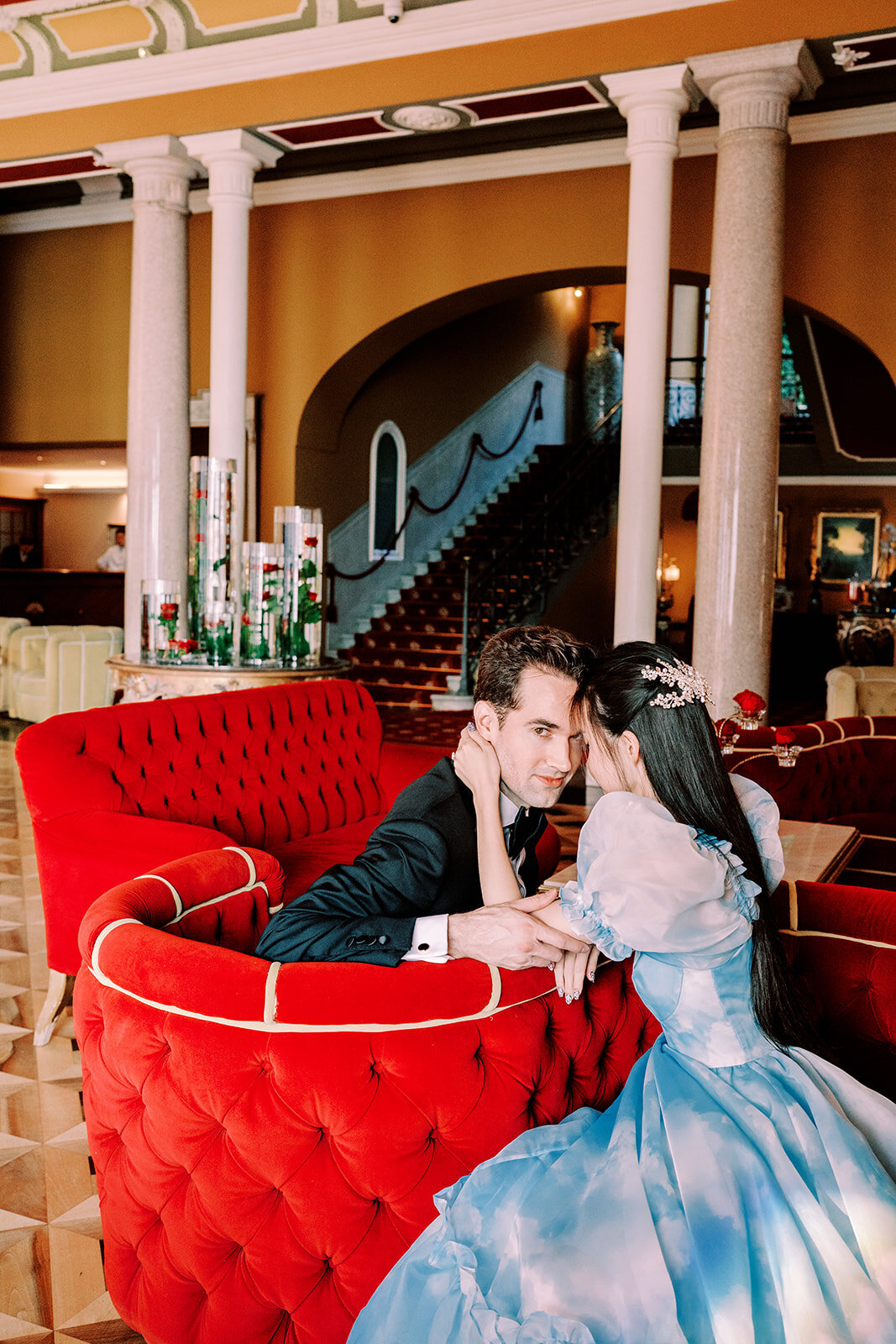 Engagement session at Grand Hotel Tremezzo on Lake Como in Italy photographed by Lake Como Photographer