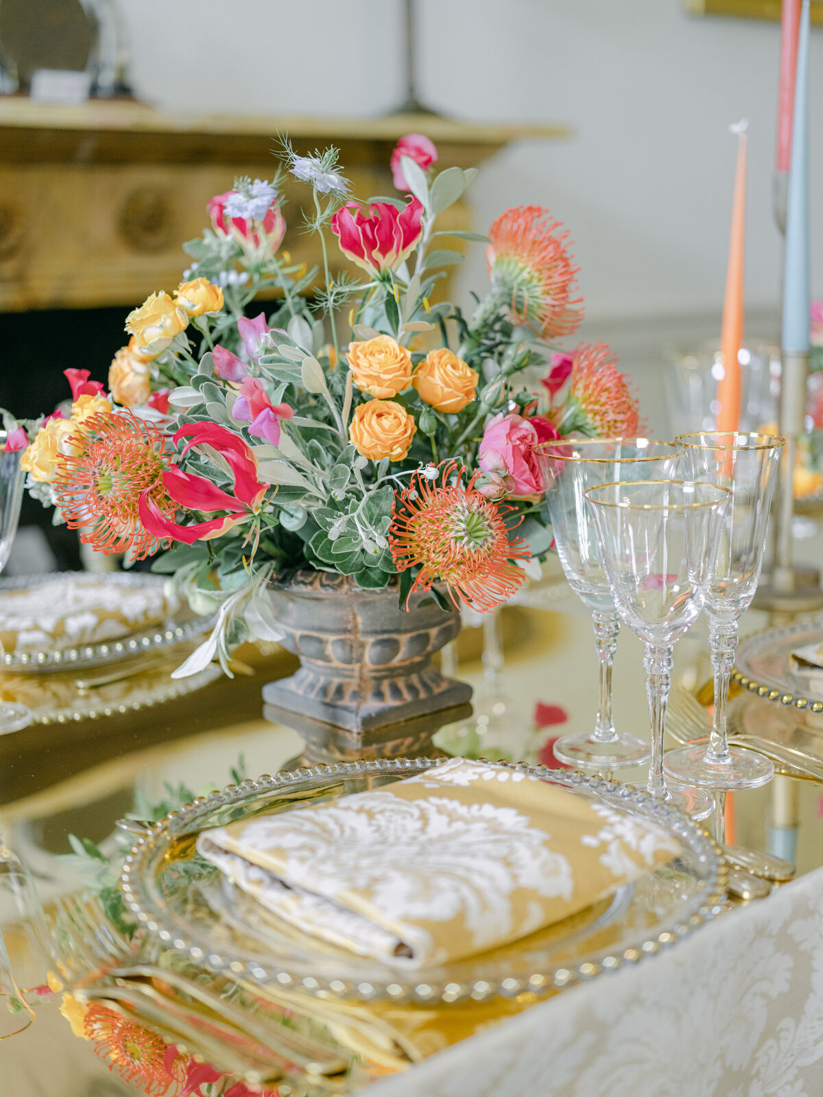 Gold and Pink Wedding Table Styling