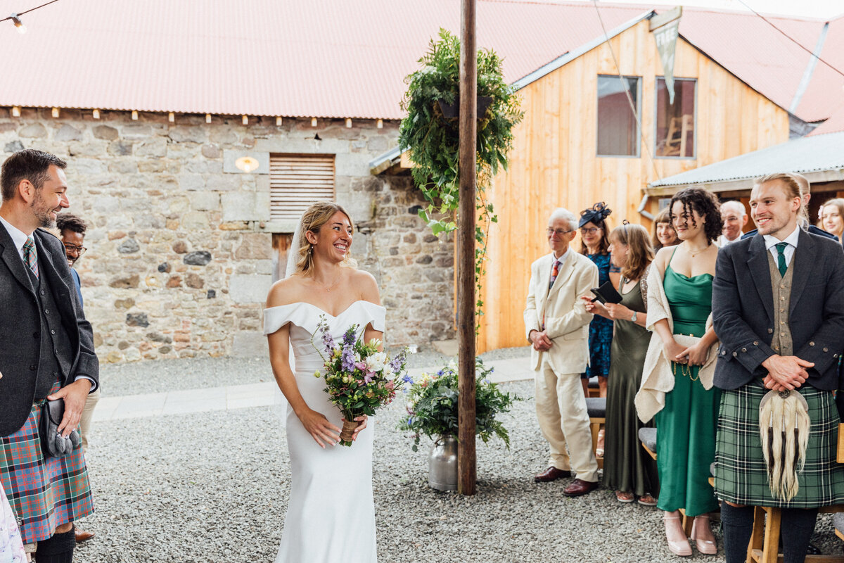 Bride walks down the aisle at The Free Company