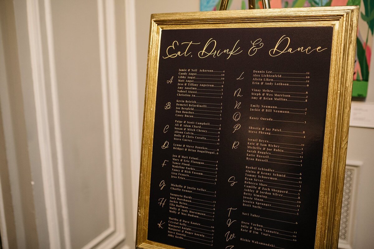 Wedding Table Chart Calligraphy