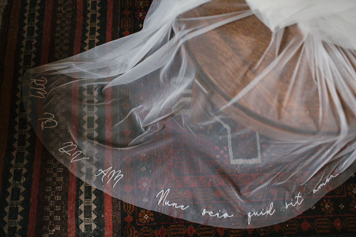 Embroidered bridal veil