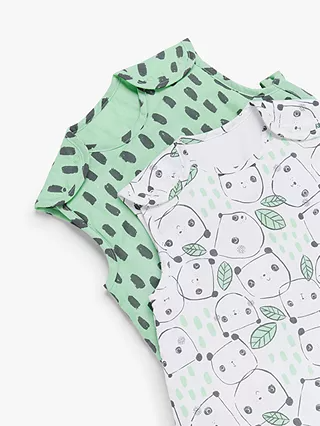 ANYDAY John Lewis & Partners Panda Print Sleeping Bag, 2_5 Tog, Pack of 2, Green_Multi, 0-6 months