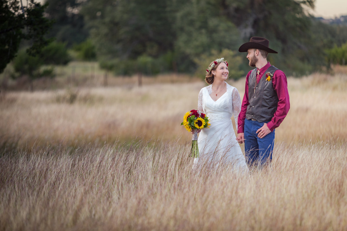 Bride and groom portrait in a field of tall grass, Austin Family Photographer, Tiffany Chapman Photography