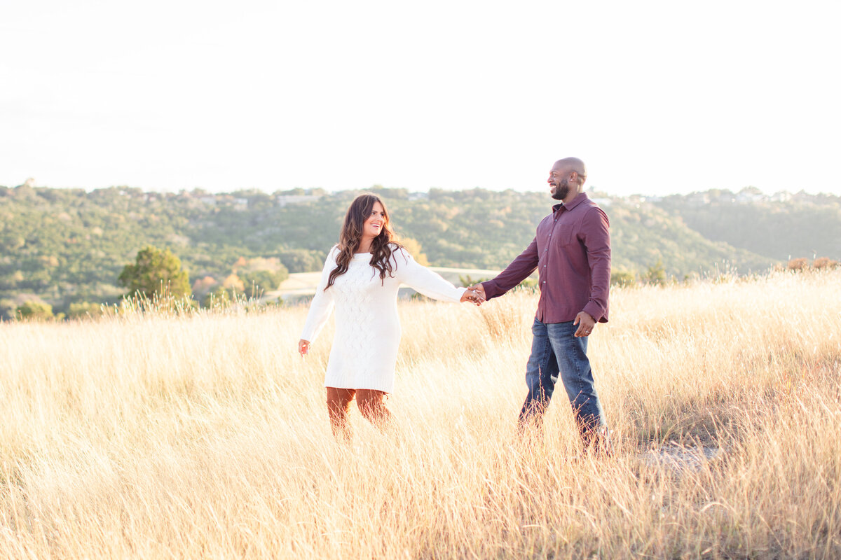 hilltop wedding engagement session at sunset in Canyon Lake Texas by Firefly Photography