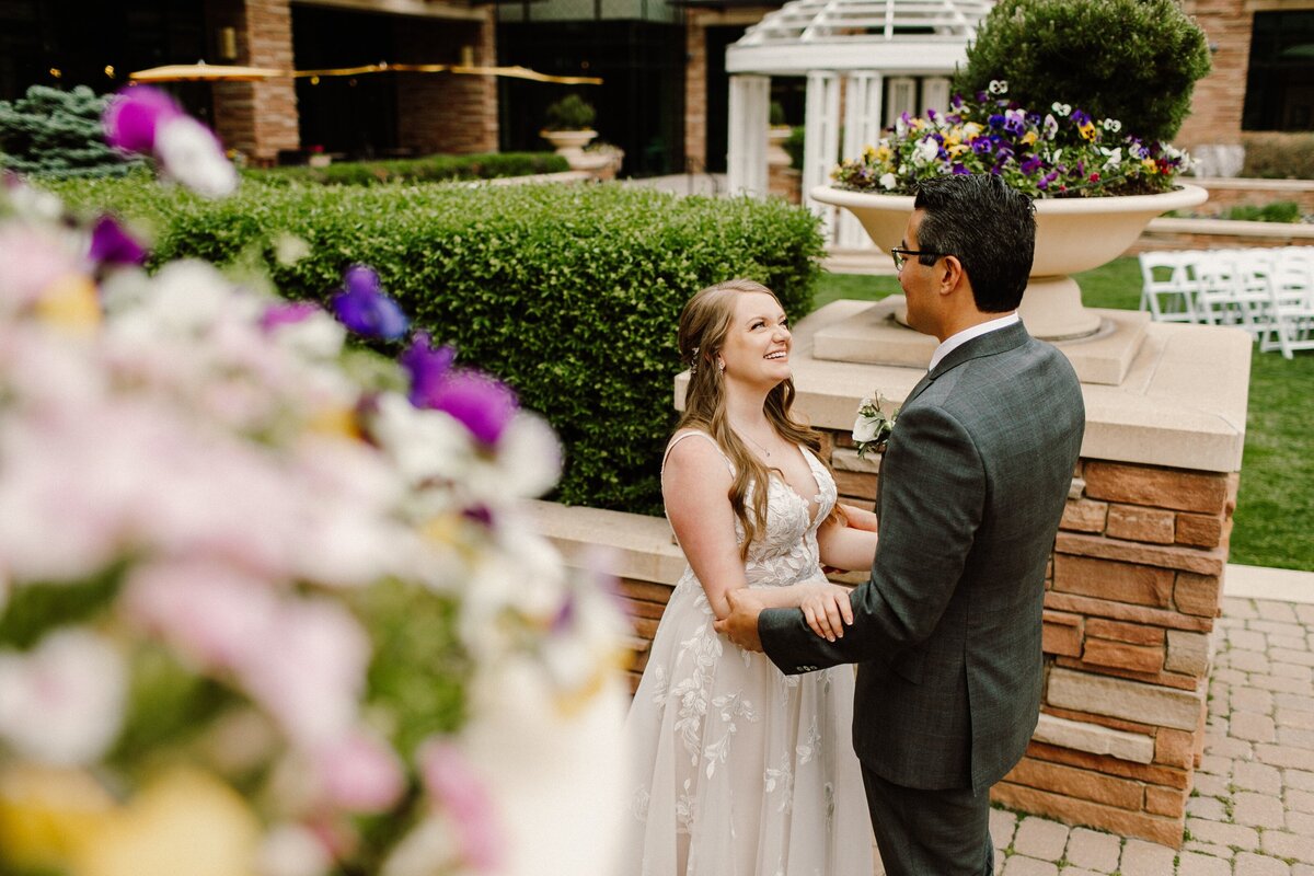 Bride and groom at their wedding day in Boulder Colorado at the St. Julien Resort.