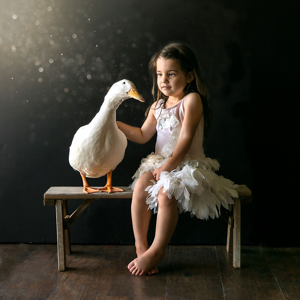 duck-pet-swan-lake-peking-white-magical-sparkle-fairy-tale-little-girl