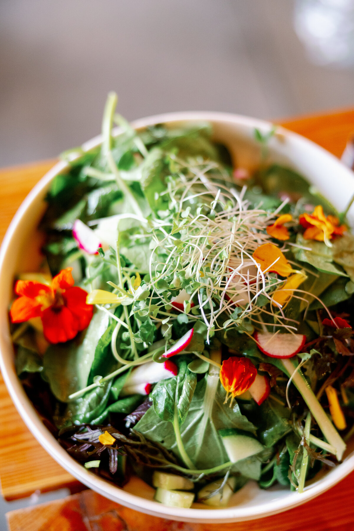 Saltwater Farm San Juan Island Wedding, salad made by Salmonberry Catering
