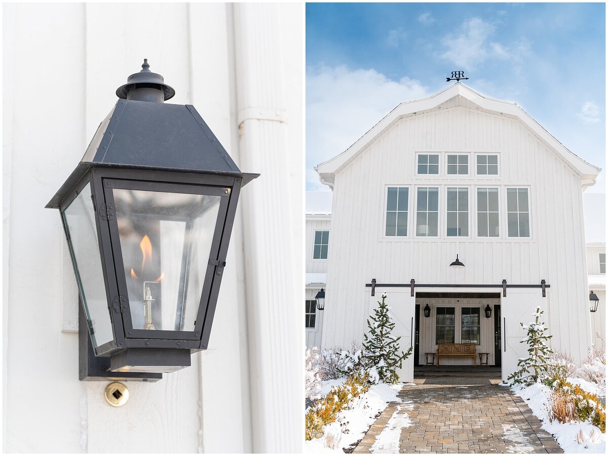 Lantern lights and view of entrance door at River Bottoms Ranch