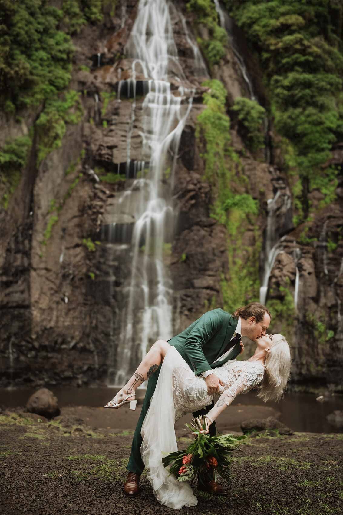 Tahiti Waterfall wedding photography