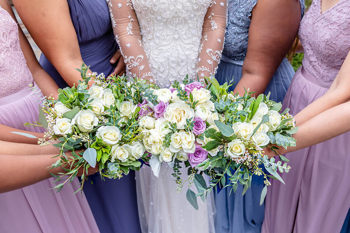 bridesmaids in shades of purple