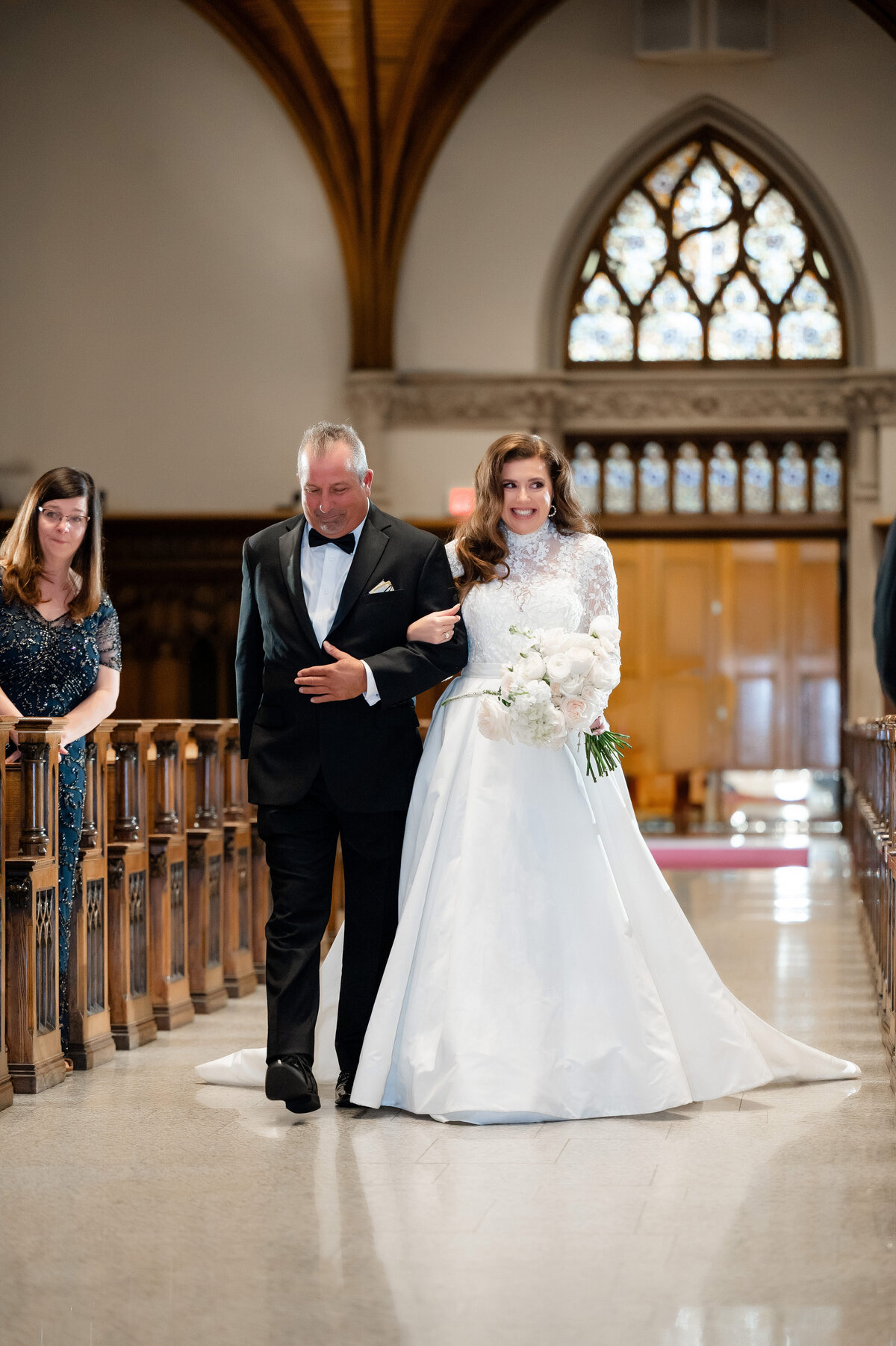 bride walking down the aisle at st paul cathedral pittsburgh