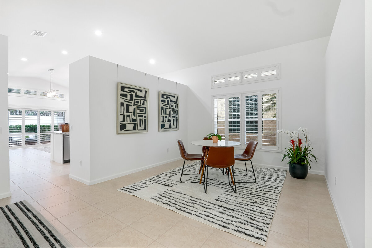Dining room with abstract art