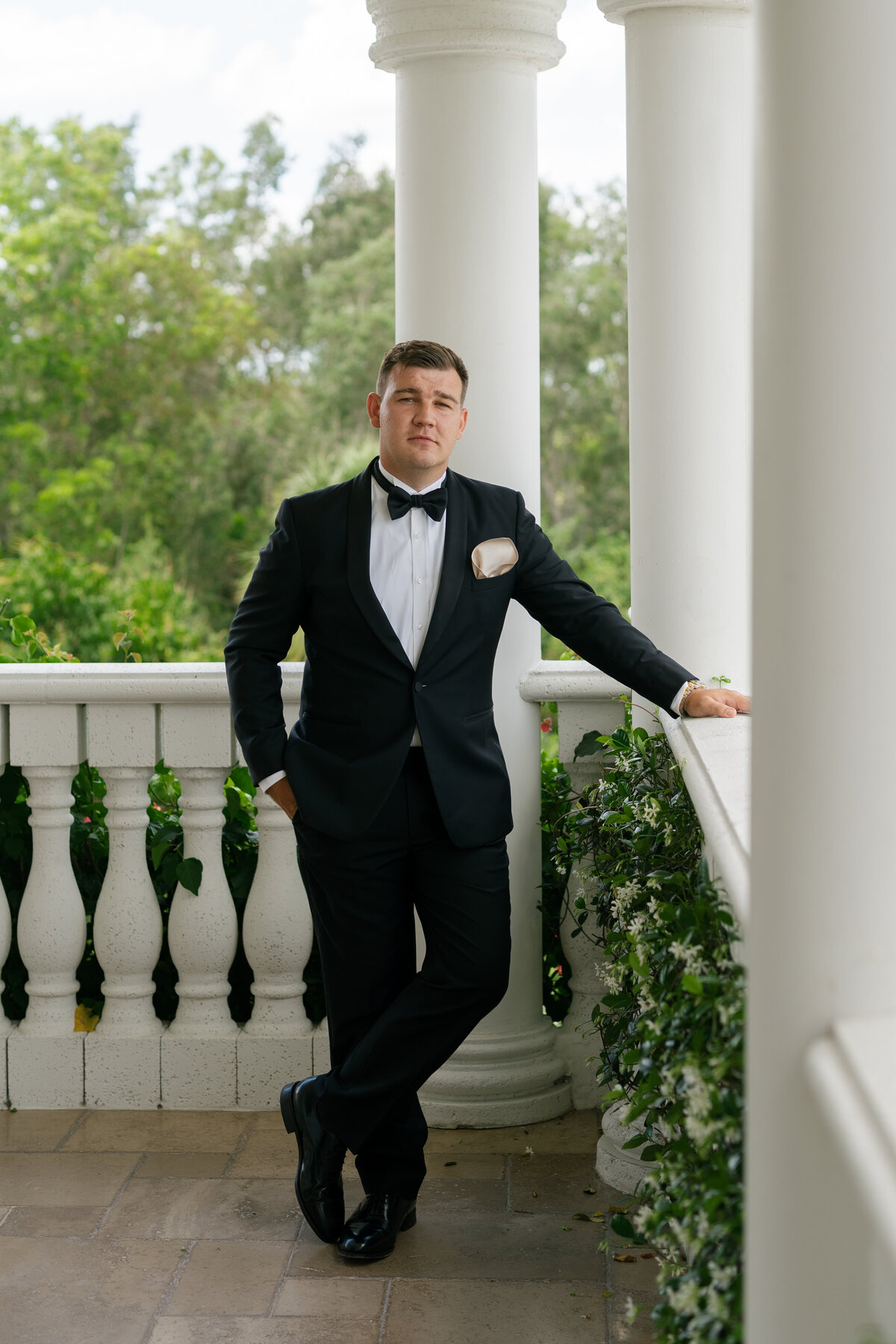 Groom portraits at La Casa Toscana wedding venue