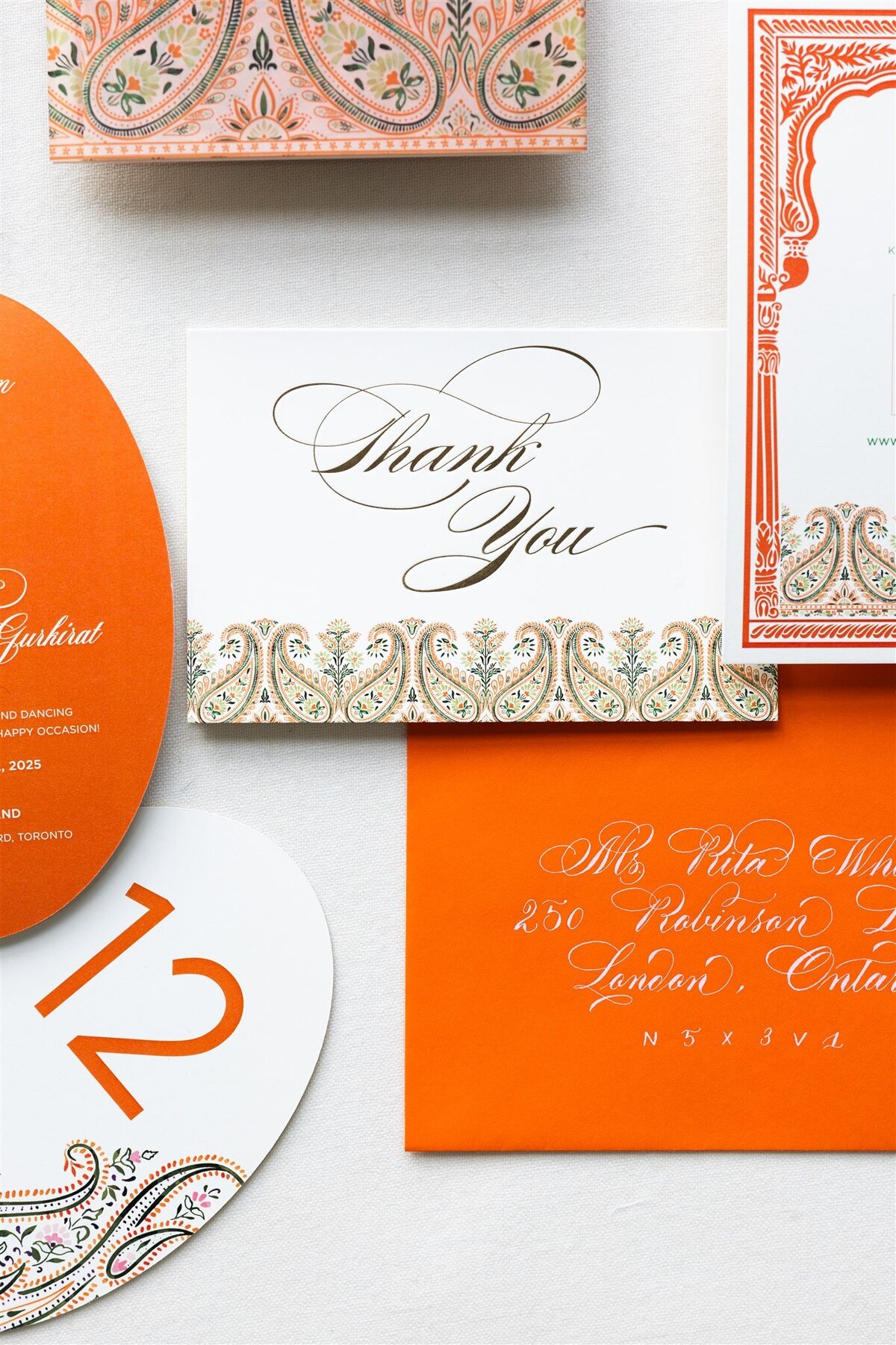 Orange paisley Indian wedding invitation 7
