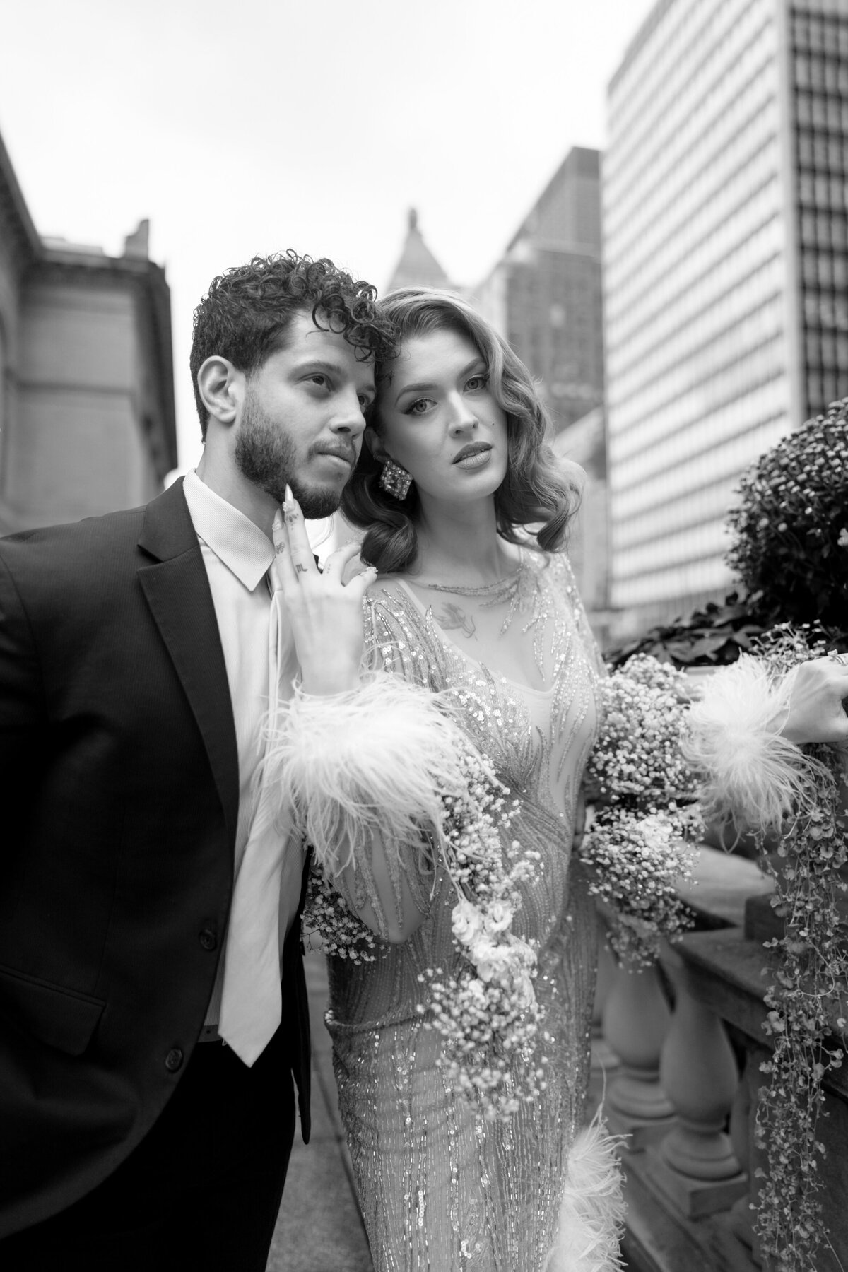 Berlez-Aspen-Avenue-Chicago-Wedding-Photographer-Glam-Atelier-Clair-De-Lune-Vintage-Bob-Mackie-Sheer-Beaded-Gown-Luxury-Engagement-Art-Institute-of-Chicago-South-Garden-30