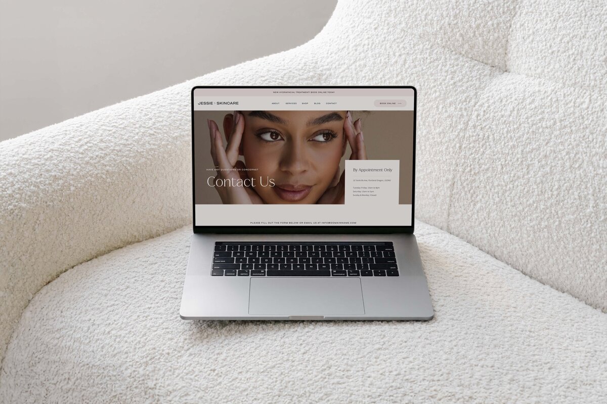 Mockup of Jessie Esthetician Showit Template