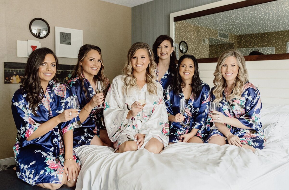 Bridal party getting ready