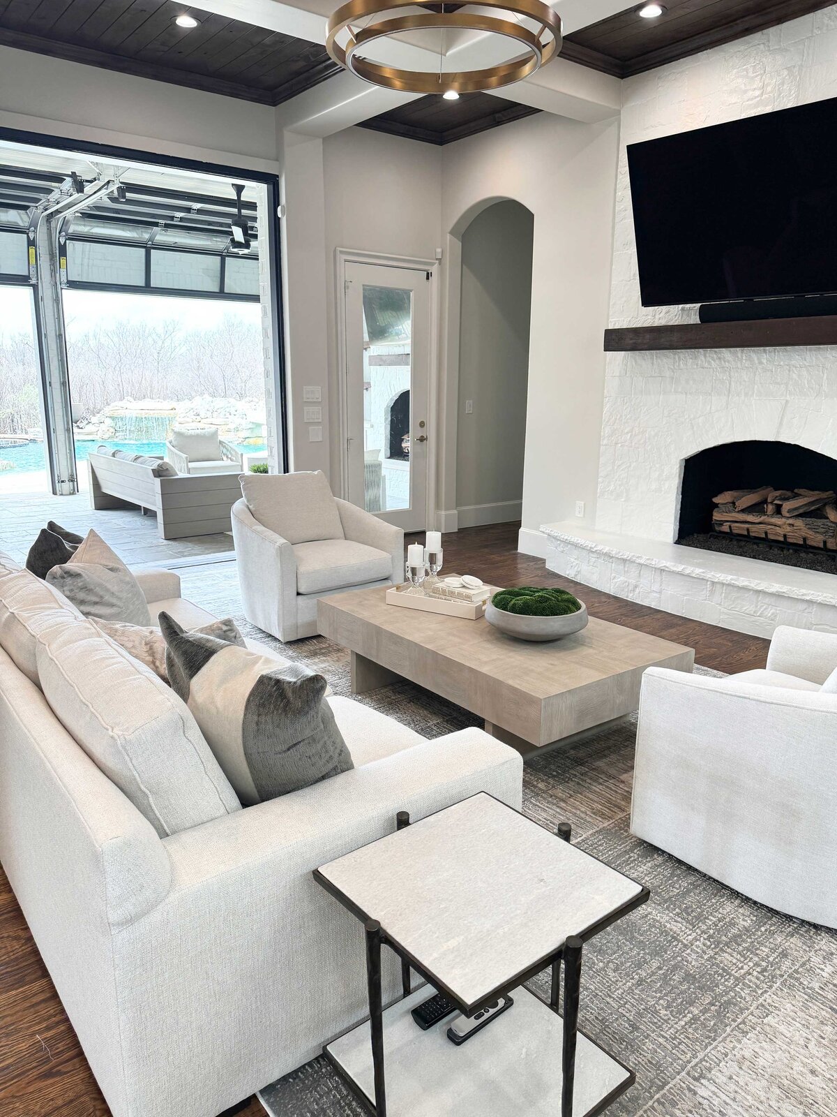 Residential interior design upgrades for a living room project, showcasing a stylish transformation with modern furniture, elegant decor, and a warm, inviting atmosphere.