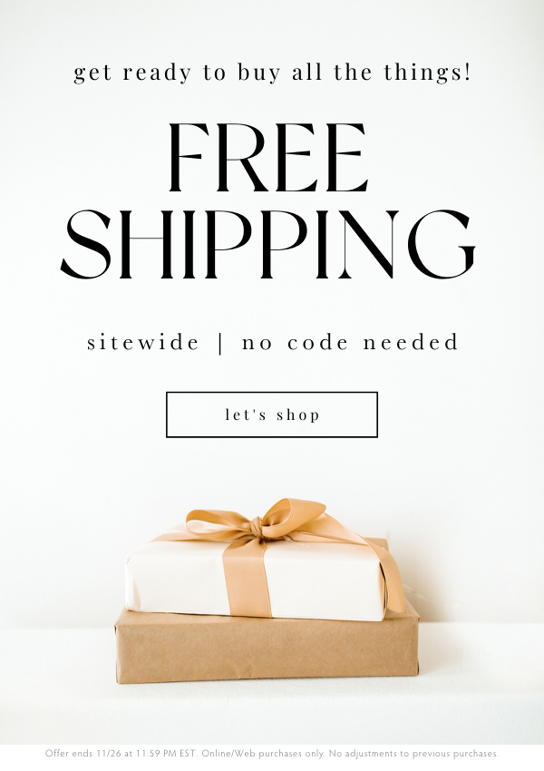 free shipping social media post graphic design with white and brown wrapped gifts by Sweet Pea Ink Creative