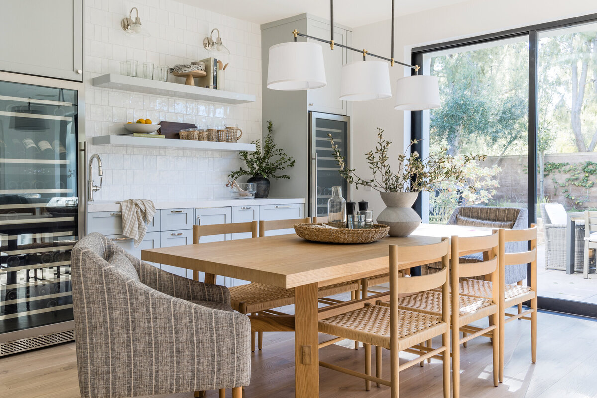 Sophisticated dining area in Irvine featuring natural textures and functional design
