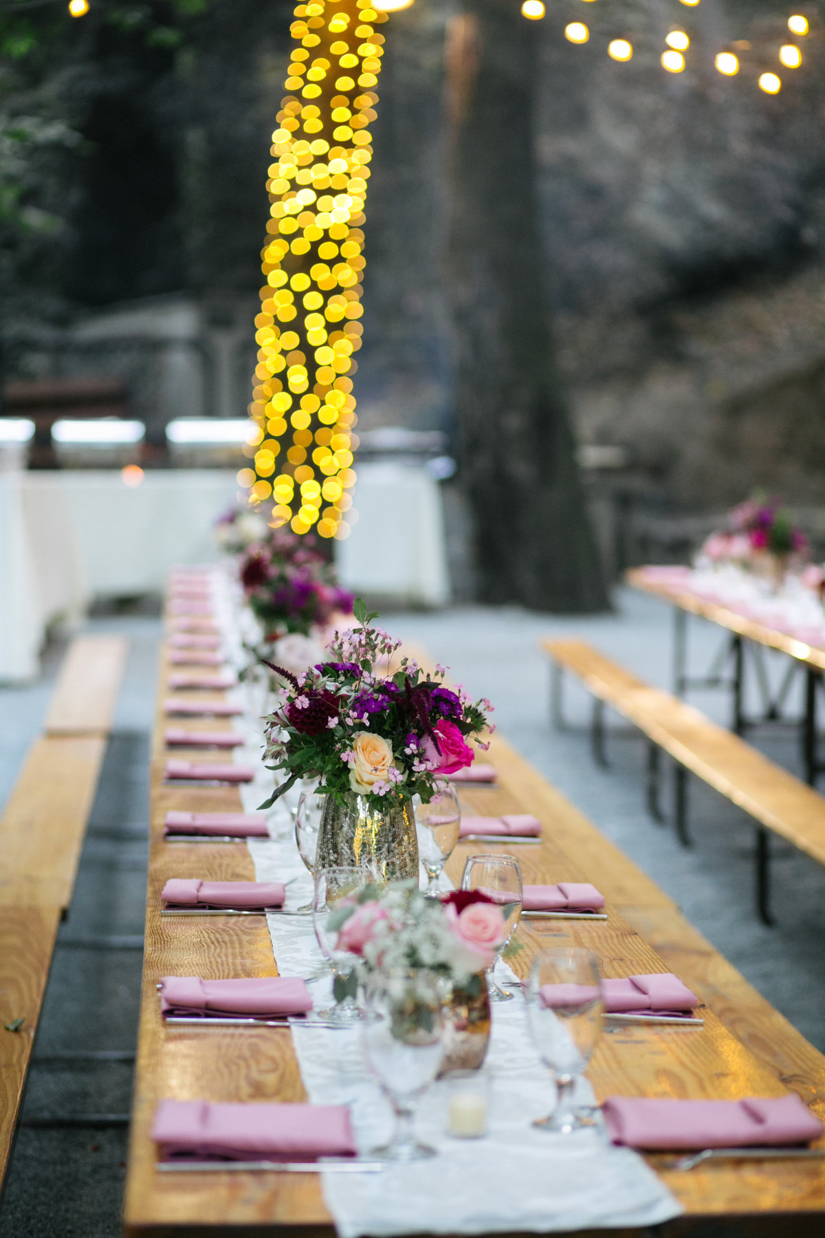 Saratoga Springs wedding table blush pink