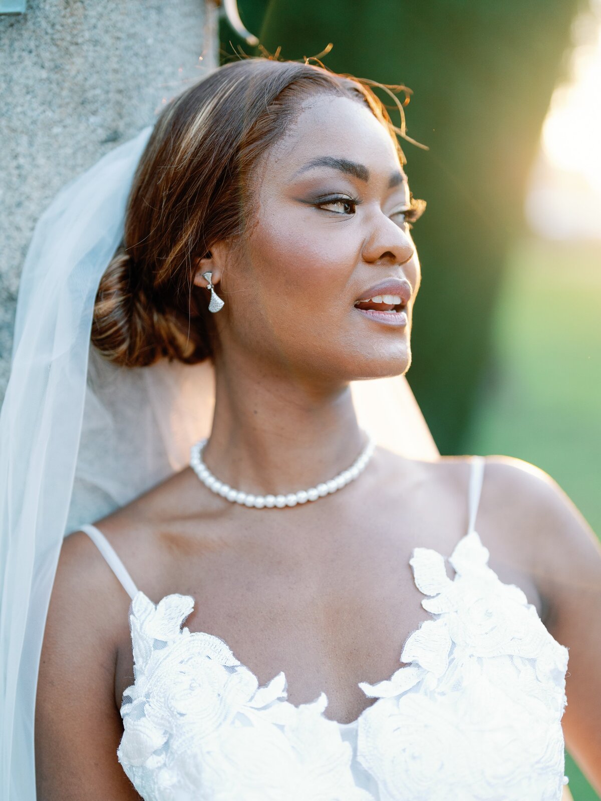 african bride looks sunrise
