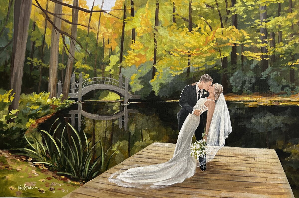 painting of bride and groom