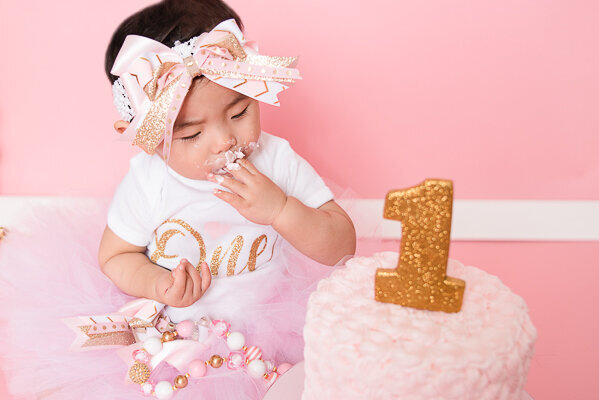 East Brunswick NJ Baby Photographer First Birthday Pink Cake Smash