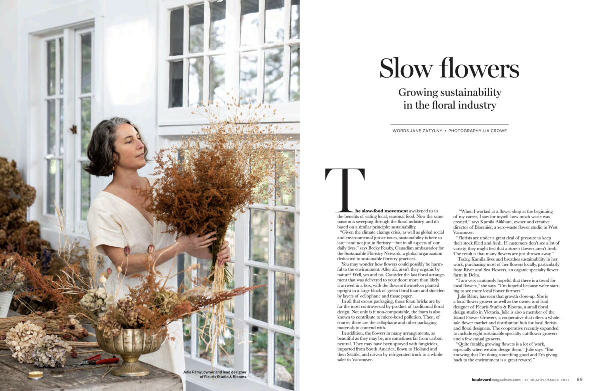 Slow flowers article in Boulevard Feb 2022