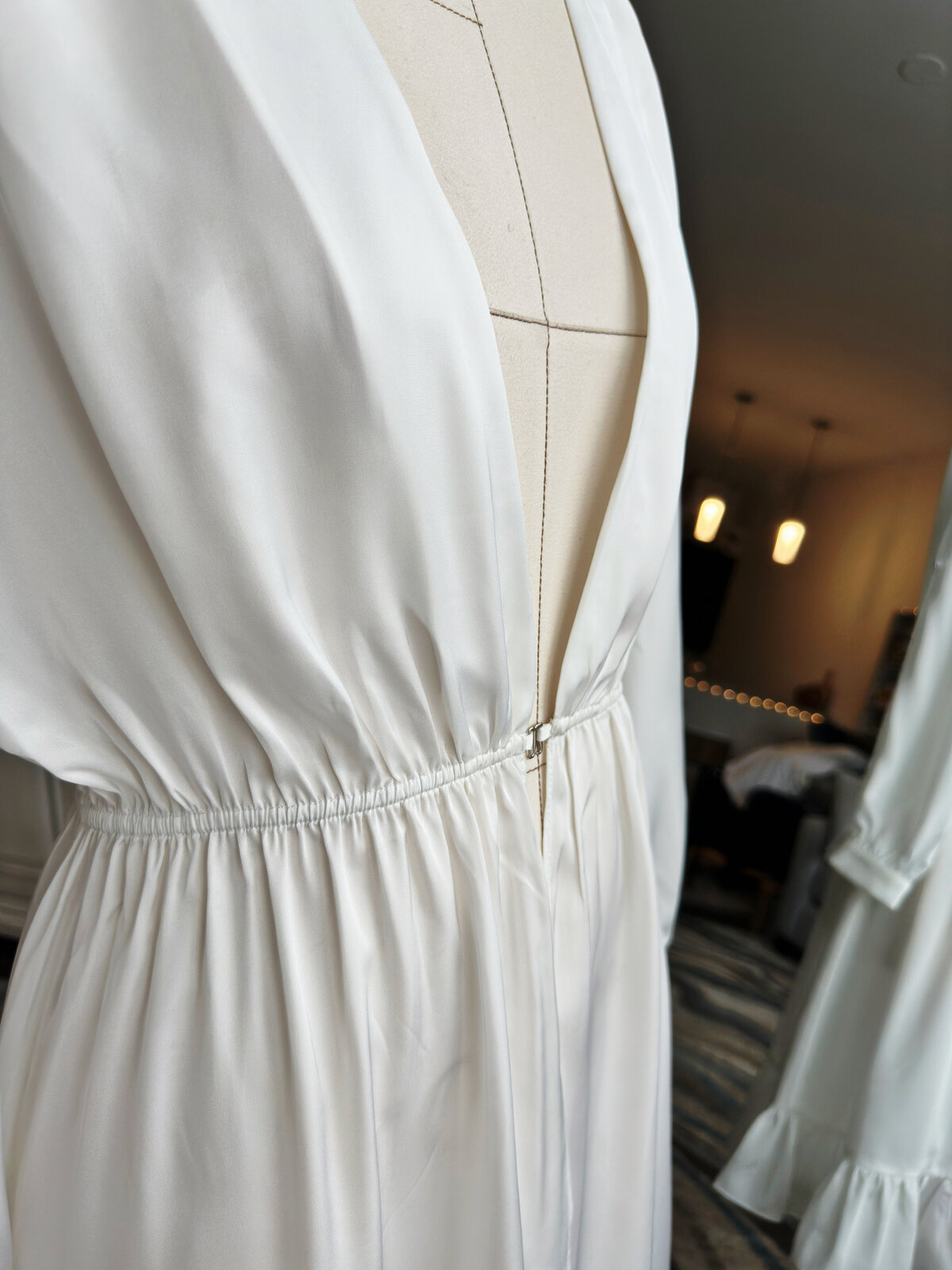 Handmade bridal robe designed for comfort with flexible fit and arm slits