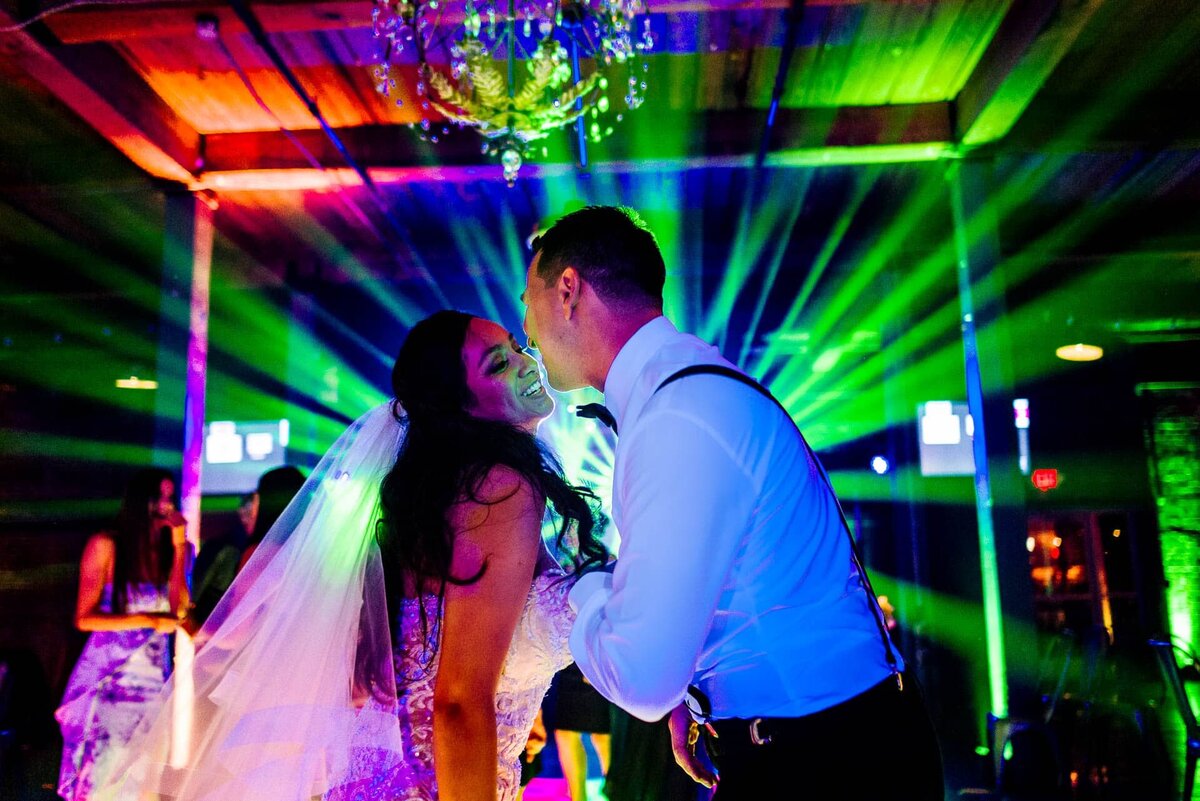 bride and groom dancing at epic railyard wedding venue In el paso texas