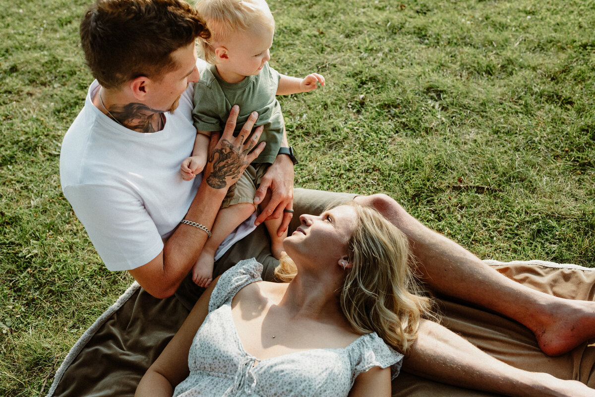family portrait during sunset beach session